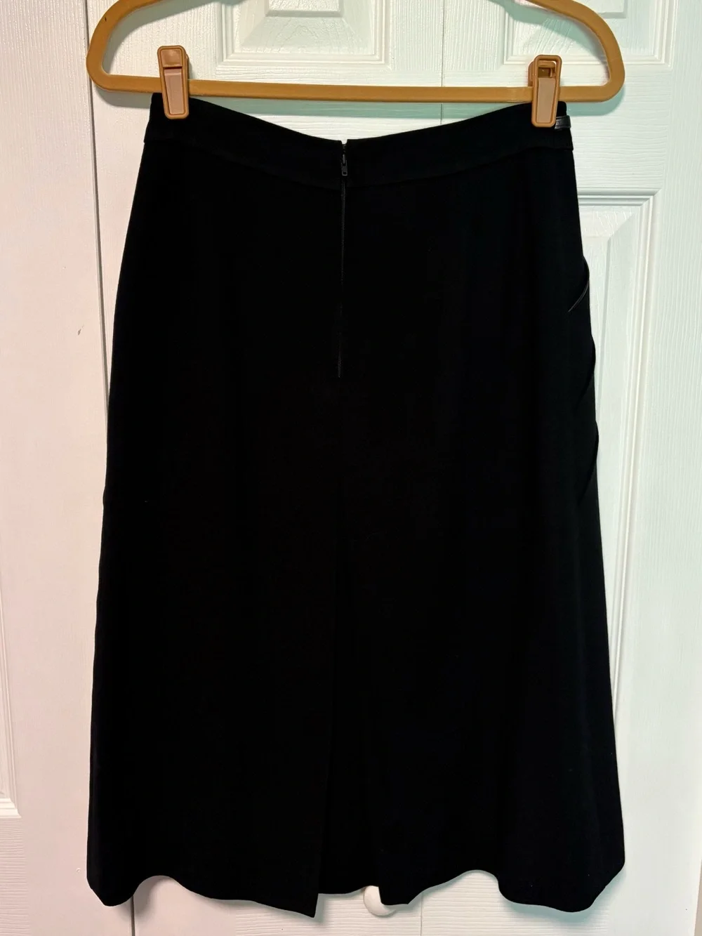 Vintage Beautifully Made Midnight Navy Blue Skirt with Gold Tone Faux Buckle